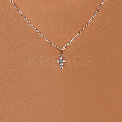 Cross Alloy with Crystal Rhinestone Pendant Necklaces WGAF0E8-03-1