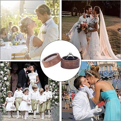 Walnut Wooden Engagement Ring Boxes CON-WH0072-88-1