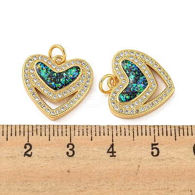 Valentine's Day Brass Micro Pave Cubic Zirconia with Synthetic Opal Pendants KK-D096-02C-G-1