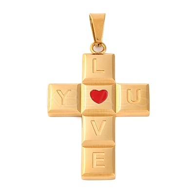 304 Stainless Steel Enamel Pendants STAS-P372-03G-1