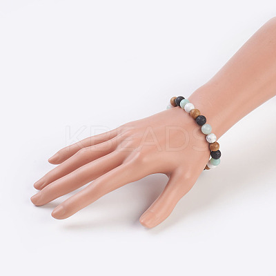 Natural Flower Amazonite Stretch Bracelets BJEW-JB03682-01-1