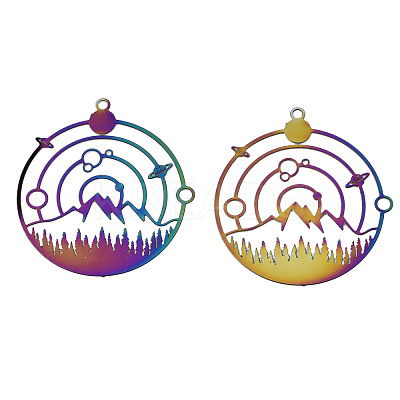 Ion Plating(IP) 201 Stainless Steel Filigree Pendants STAS-S118-028-1