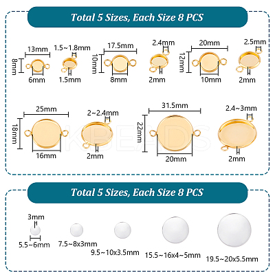 DIY Blank Dome 304 Stainless Steel Link Connector Making Kit DIY-PH0022-61-1