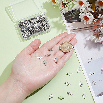200Pcs Cross 304 Stainless Steel Charms STAS-ME0001-72-1