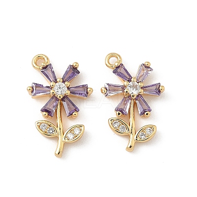 Brass Micro Pave Cubic Zirconia Pendants KK-C099-02G-01-1
