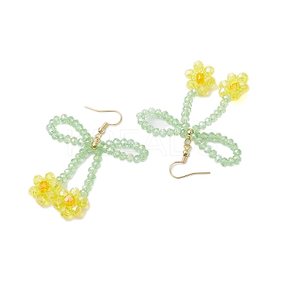 Flower & Bowknot Glass Beaded Dangle Earrings EJEW-TA00518-1
