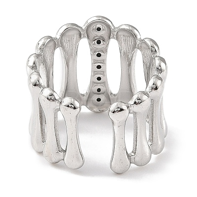 304 Stainless Steel Open Cuff Ring for Women RJEW-F166-04P-01-1