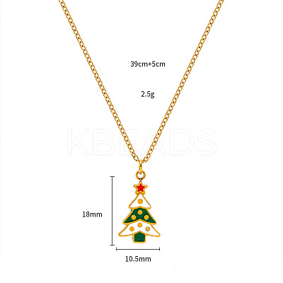 Christmas 304 Stainless Steel Enamel Pendant Necklaces FS-WGDAA96-17-1