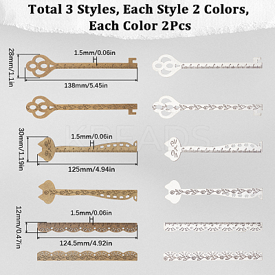 12Pcs 6 Style Tibetan Style Alloy Rulers FIND-SC0006-92-1