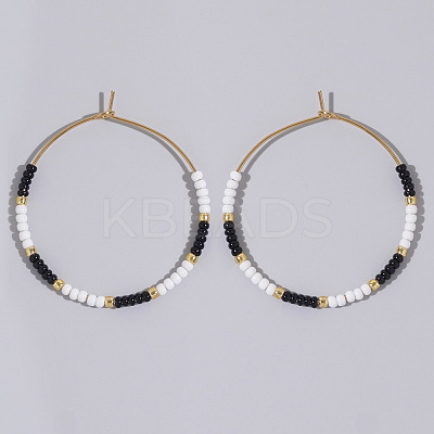 Glass Colorful Beads Hoop Earrings for Women SX7137-3-1