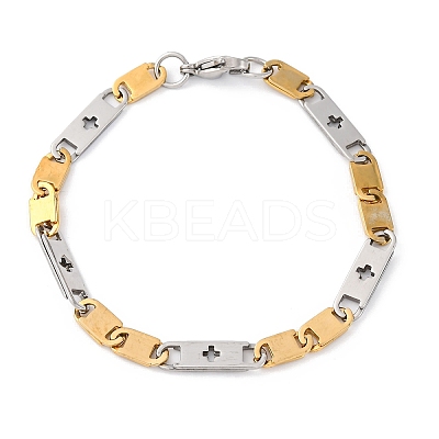201 Stainless Steel Oval Link Chain Bracelets BJEW-B078-147GP-1
