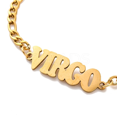 Constellation 202 Stainless Steel Figaro Chain Link Bracelets for Women Men LS-AJEW-U006-01C-1