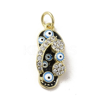 Brass Micro Pave Cubic Zirconia Pendants KK-E092-19G-03-1