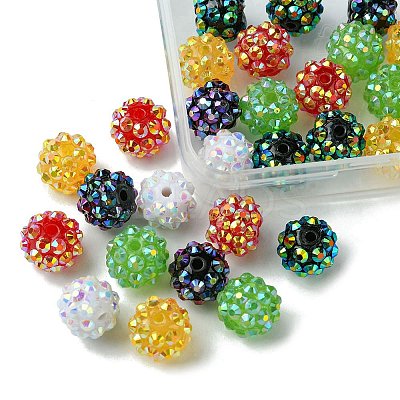 30Pcs 6 Colors Resin Rhinestone Beads RESI-FS0001-64-1