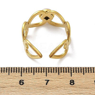 316 Stainless Steel with Natural Mixed Gemstone Cuff Rings RJEW-Z098-01G-01-1