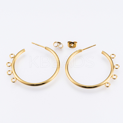 Ion Plating(IP) 304 Stainless Steel Stud Earring Findings X-STAS-Q231-02G-1