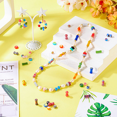 75Pcs 5 Styles Handmade Millefiori Lampwork Beads LAMP-PJ0001-03-1