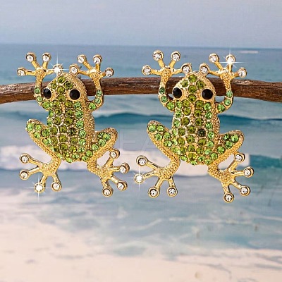Alloy & Rhinestone Stud Earrings FS-WG98FAE-01-1