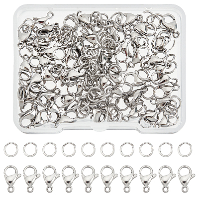 50Pcs 316 Surgical Stainless Steel Lobster Claw Clasps STAS-DC0002-27-1