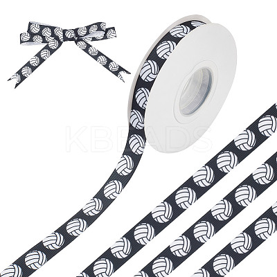 20 Yards Sport Ball Printed Polyester Volleyball Grosgrain Ribbon OCOR-WH0085-75A-01-1