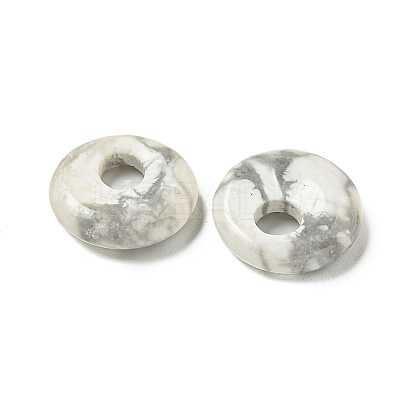 Natural Howlite Donut/Pi Disc Charms G-G142-02N-1