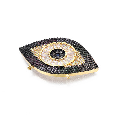Brass Micro Pave Cubic Zirconia Links KK-Q749-021-1