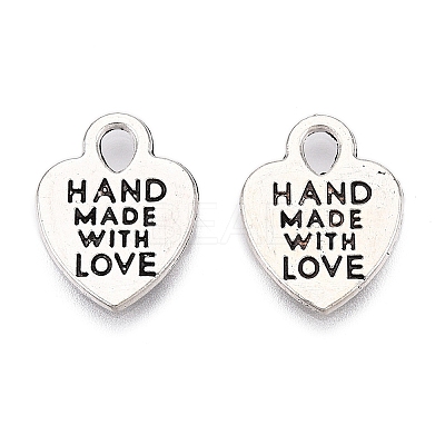 Tibetan Style Alloy Heart Charms TIBEP-Q035-07AS-NR-1
