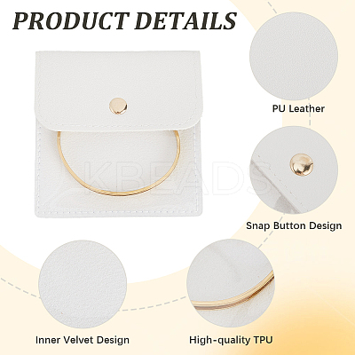 6Pcs PU Leather Jewelry Storage Bags with Iron Button ABAG-CL0001-22A-1