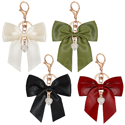 4Pcs 4 Colors Bowknot Polyester Pendant Decorations HJEW-BBC0001-09-1
