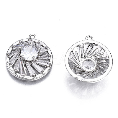 Brass Clear Cubic Zirconia Pendants ZIRC-S069-006P-1