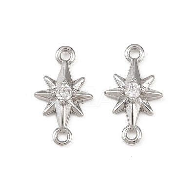 Brass Pave Clear Cubic Zirconia Connector Charms KK-H524-14P-1
