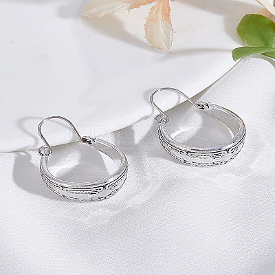1 Pair Carved Pattern Alloy Hoop Earrings for Women EJEW-LP0003-55-1
