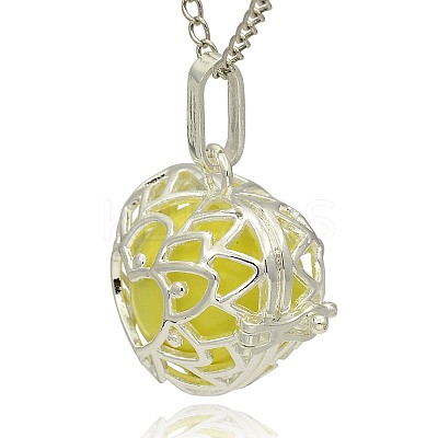 Silver Color Plated Brass Hollow Heart Cage Pendants KK-J243-04S-1