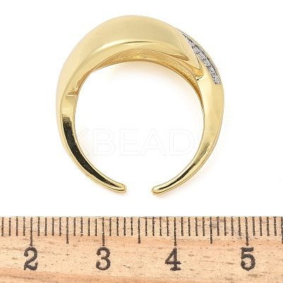 Brass Micro Pave Clear Cubic Zirconia Cuff Finger Rings for Women RJEW-B112-12GP-1