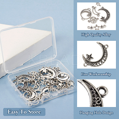 36Pcs 6 Styles Tibetan Style Zinc Alloy Connector Charms FIND-TA0002-96-1