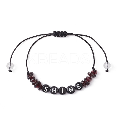 Natural Garnet Chip Braided Bead Bracelets BJEW-JB09608-05-1