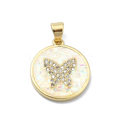 Brass Micro Pave Clear Cubic Zirconia Pendants KK-A221-28D-G-1