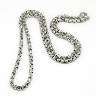 Non-Tarnish Trendy Men's 201 Stainless Steel Box Chain Necklaces X-NJEW-L043B-46P-1