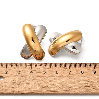 304 Stainless Steel Two Tone Stud Earrings LS-EJEW-G422-04GP-02-1