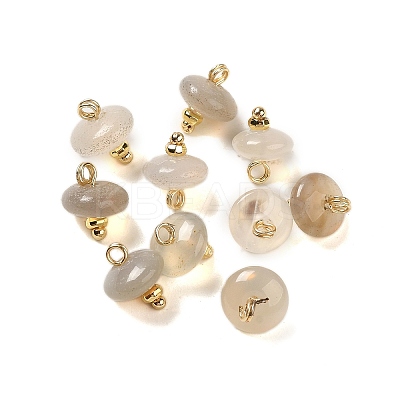 Natural Grey Agate Rondelle Charms with Rack Plating Brass Loops G-G110-05B-13-1