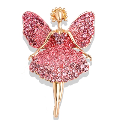 Butterfly Dancer Enamel Pin with Rhinestone JEWB-P016-01G-02-1