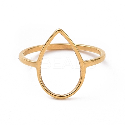 Ion Plating(IP) 201 Stainless Steel Teardrop Finger Ring RJEW-J051-15G-1