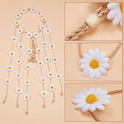 Cloth Sunflower Hippie Headband Floral Crown OHAR-WH0011-12D-1
