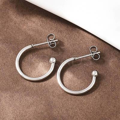 C-Shaped 304 Stainless Steel Stud Earrings EJEW-Z154-01P-02-1