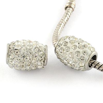 Handmade Polymer Clay Rhinestone European Beads CPDL-S002-02-1