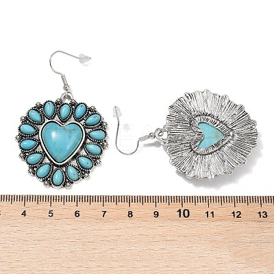 Alloy Synthetic Turquoise Dangle Earrings for Women EJEW-U053-11AS-1