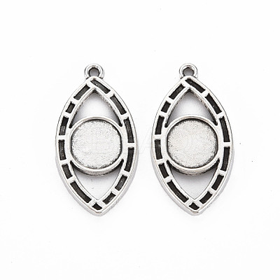 Tibetan Style Alloy Pendant Cabochon Settings TIBEP-N010-007AS-RS-1