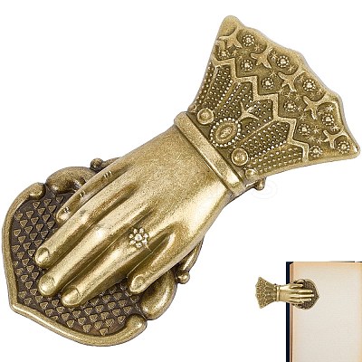 Alloy Hand Shaped Bookmark Clip AJEW-CP0006-94B-AB-1