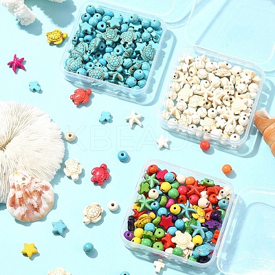 100Pcs 6 Styles Synthetic Turquoise Beads Sets TURQ-FS0001-05-1