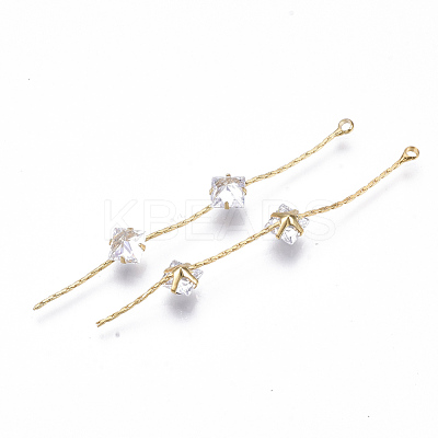 Brass Micro Cubic Zirconia Chain Tassel Big Pendants X-KK-N231-32-NF-1